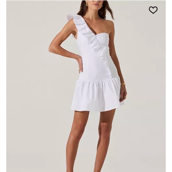 White One-Shoulder Ruffle Dress - Picture 2 of 5